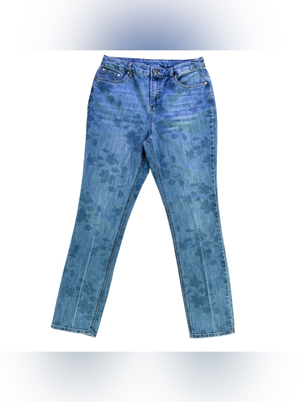 Christopher‎ & Banks Floral Print Straight Leg Jeans Women’s Size 6